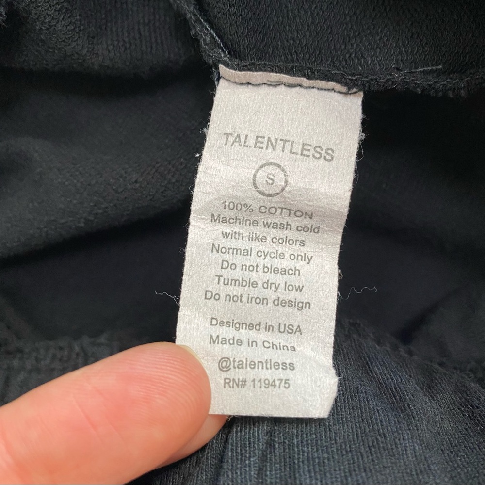 Talentless Black Cotton French Terry Lounge Pant Size Small - Picture 13 of 13